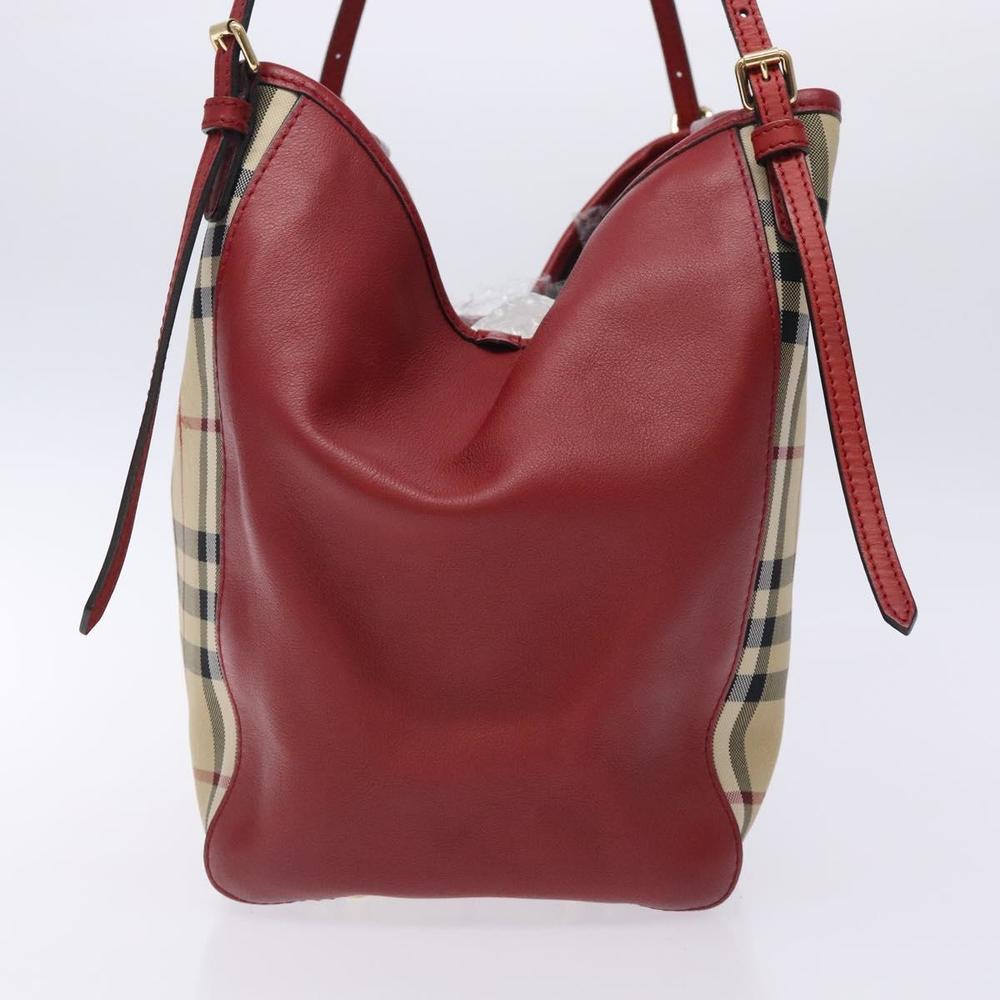 BURBERRY Nova Check Tote Bag Nylon Beige Gold Auth 131730 - Picture 4 of 16